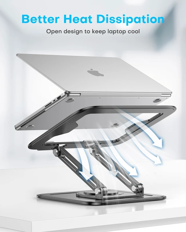 Alt view image 12 of 14 - Adjustable Laptop Stand, Computer Stand with 360 Rotating Base | Ergonomic Laptop Riser Mount for Desk Foldable Protable Computer Desk Fits with MacBook Pro Air