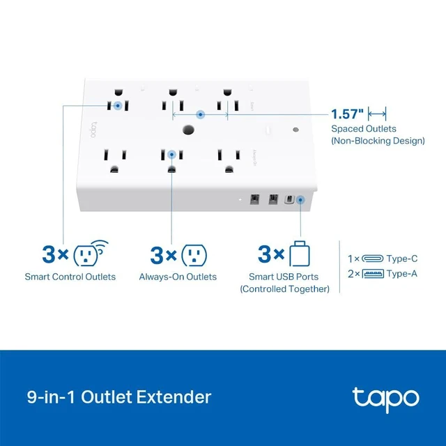 Alt view image 9 of 14 - Smart Plug Outlet Extender, P306, 3 Individual Smart Outlets | Surge Protector, 18W Fast Charging, 1x USB-C & 2X USB-A, Smart Night Light, Works w/Apple HomeKit, Alexa & Google Home