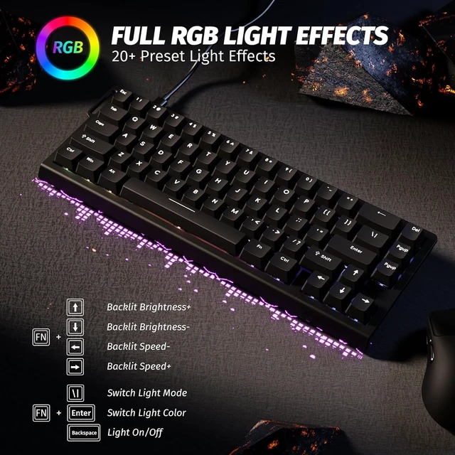 Alt view image 13 of 14 - X68 HE RT Mechanical Gaming Keyboard 60% Wired TKL-Black | Adjustable Actuation,Hall Effect Magnetic Switch,8KHz Polling Rate,RGB Backlit,Top Mount, Web Driver for PC Mac Esport Gamer