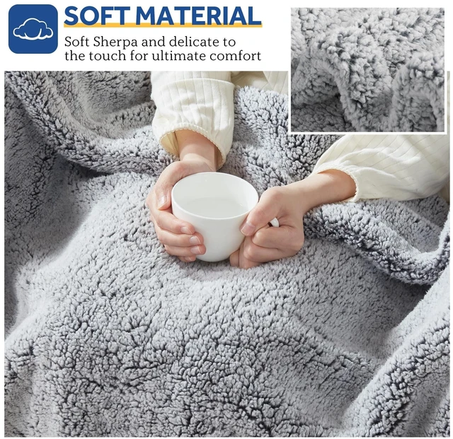 Alt view image 12 of 14 - Electric Blanket Heated Throw 50×60" with 6 Fast Heat Levels Charcoal | Heated Blanket with 1 to 12 Hours Auto-Off Settings Over-Heated Protection Machine Washa-ble