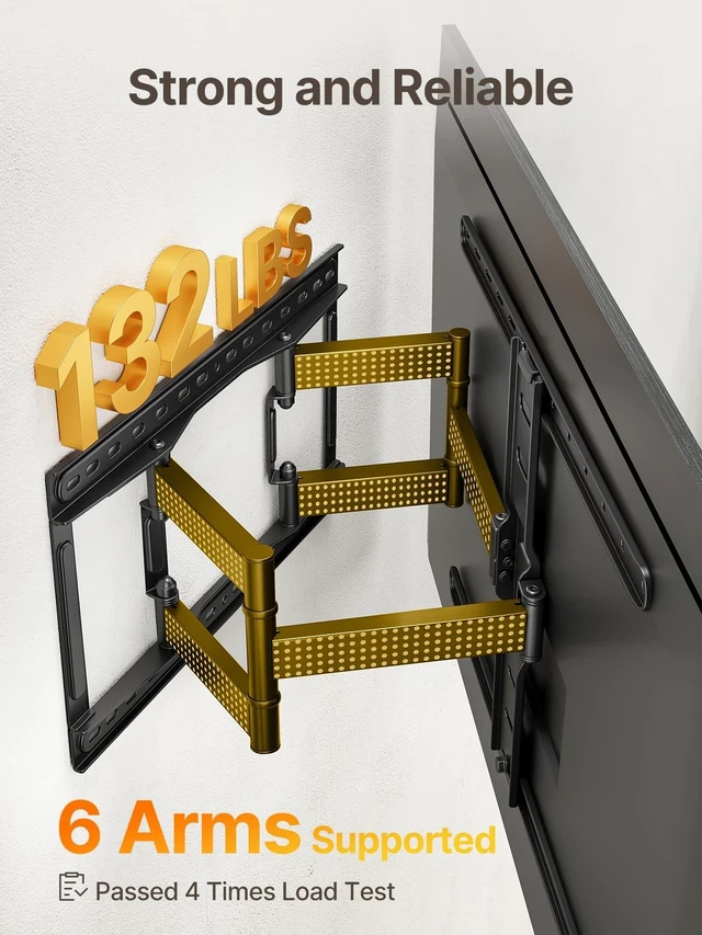 Alt view image 11 of 14 - 1.1-Inch Ultra Slim Full Motion TV Wall Mount for 43-90 Inch TVs | Low-profile mount holds 132 lb at full 16.5 in extension; ±60° swivel, preassembled, max VESA 600x400 mm, 16/18 in wood studs