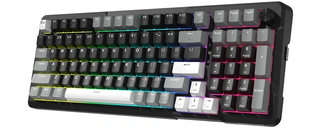Alt view image 8 of 14 - K742 Wireless Mechanical Gaming Keyboard with Knob for PC Computer | Bluetooth 5.0/2.4GHz/USB C Wireless Creamy Keyboard with Number Pad, RGB Backlits, Hot-Swappable with Linear Switches (Black)