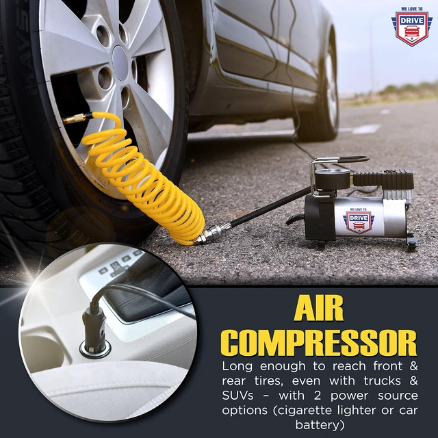 Alt view image 11 of 14 - Tire Inflator Portable Air Compressor 12V DC Air Pump for Car Tires, 150 PSI Electric Air Pump with Tyre Pressure Gauge Corded Yellow by WE LOVE TO DRIVE