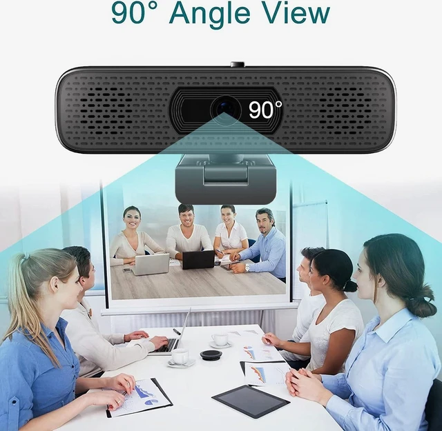 Alt view image 10 of 14 - 3-in-1 2K Webcam with Dual Speakers & 4 Noise-Canceling Mics, USB Plug & Play Computer Camera with Privacy Cover for Zoom Meeting Online Teaching Video Calling