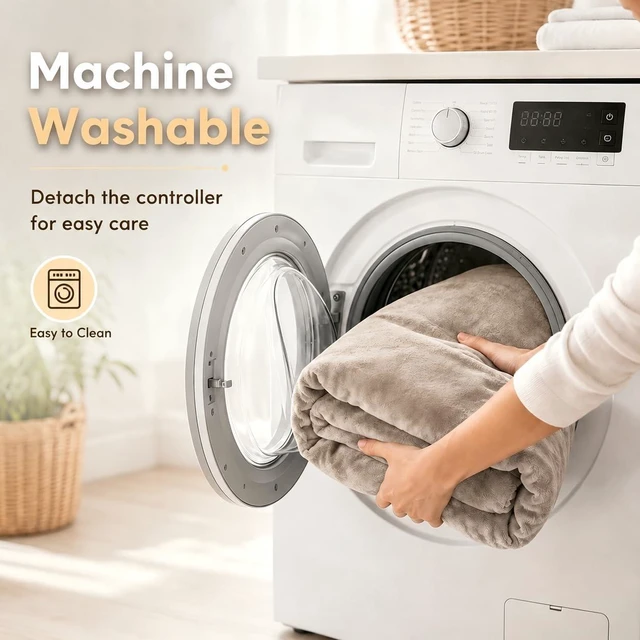 Alt view image 10 of 14 - Electric Heated Blanket Full Size 72"x84", Linen | Microplush Fast Heating for Winter Sleeping, 4 Heat Settings & 10 Hours Auto Off, Safe for Bedroom Use, Machine Washable
