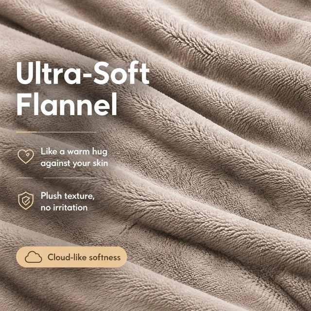 Alt view image 14 of 14 - Electric Heated Blanket Full Size 72"x84", Linen | Microplush Fast Heating for Winter Sleeping, 4 Heat Settings & 10 Hours Auto Off, Safe for Bedroom Use, Machine Washable
