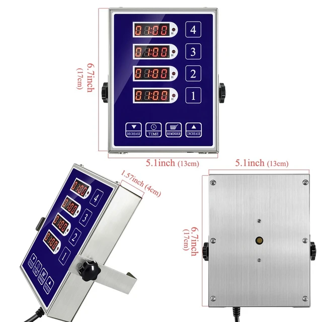 Alt view image 10 of 14 - Commercial Kitchen Timer 4 Channel Digital Loud Alarm Cook Timer | 4 Independent Channels, Stainless Steel, Easy-to-Read LED Display for Restaurant
