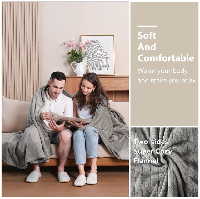 Alt view image 13 of 14 - Heated Blanket Queen Size, Soft Cozy Double Flannel Electric Blanket | ETL & FCC Certified, 3 Heating Levels, 8H Auto Off, Overheat Protection, for Bedroom, Gifts for Women, Men, Gray