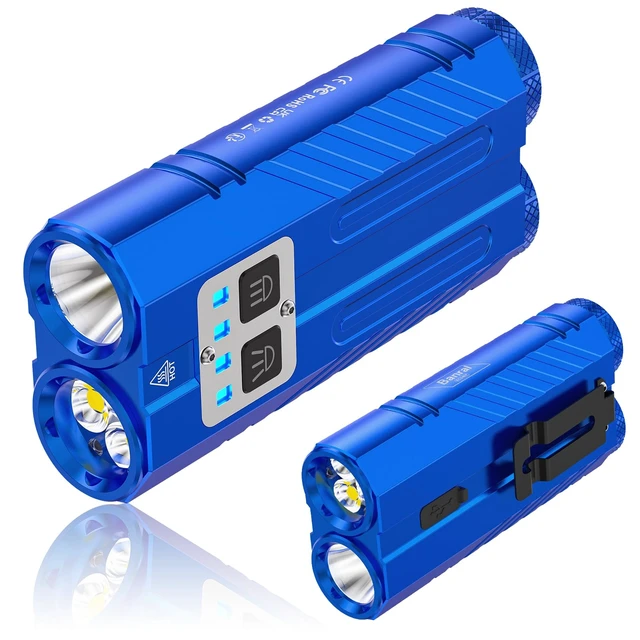 Alt view image 8 of 14 - Powerful Rechargeable EDC Pocket Flashlight with Dual Light Source | 3100 High Lumens Tactical Flashlight, Zoomable 7 Modes, Type C Charging, Pocket Clip, Waterproof for Car, Emergency, Home