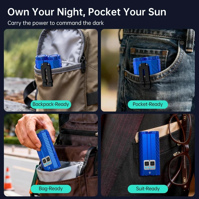 Alt view image 12 of 14 - Powerful Rechargeable EDC Pocket Flashlight with Dual Light Source | 3100 High Lumens Tactical Flashlight, Zoomable 7 Modes, Type C Charging, Pocket Clip, Waterproof for Car, Emergency, Home