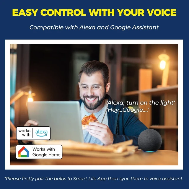 Alt view image 11 of 14 - Smart E12 LED Bulbs 60W Work with Alexa/Google Home, 4PCS | No Hub Required, 500LM 6W RGBCW Candle Chandelier Smart bulb Work with SmartLife, 2.4G WiFi & BLE Candelabra Bulb, ETL Listed