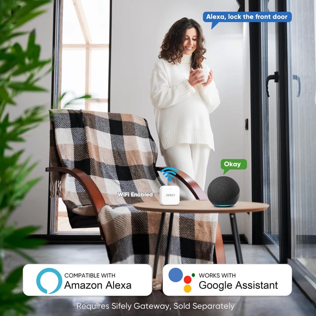Alt view image 12 of 14 - Fingerprint Smart Door Lock with Handle & Keypad Bluetooth Keyless Entry for Front Door, Home, Kids, Guests, Airbnb & Rental, App + Code Access, Compatible with Alexa & Google, Easy DIY Install