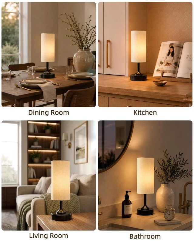 Alt view image 14 of 14 - Cordless Table Lamp, Small Dimmable Bedside lamp with Timer | Ambient Light, Linen, Touch, 2700K, Decor, Portable, LED, Wireless, Rechargeable, Battery Operated, Eye-Protection Shade