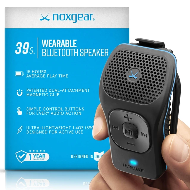 Alt view image 8 of 14 - 39g Wearable Bluetooth Speaker, Mini Clip-On, Black | Small Magnetic Clip-On Bluetooth Speaker, IPX7 Waterproof, 15 Hour Battery, Open-Ear Awareness, Microphone, 100ft Range