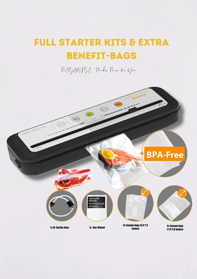 Alt view image 9 of 12 - Vacuum Sealer Machine, 80kPa Food Sealer with Cutter, 4 Modes | 80kPa Suction, 4 Food Modes, One-Touch Operation, Built-In Cutter, Compact Design for Everyday Food Storage