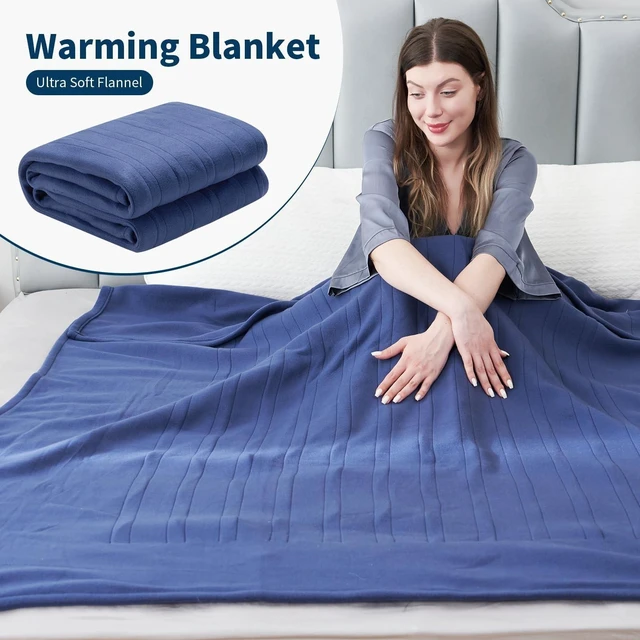 Alt view image 9 of 14 - Electric Heated Blanket Full Size 72"x84",Fast Heating Throw, Soft Fleece for Bed & Sofa, 10 Hours Auto Off & 4 Heating Levels, Machine Washable, Gifts for Womens & Family-Dark Blue