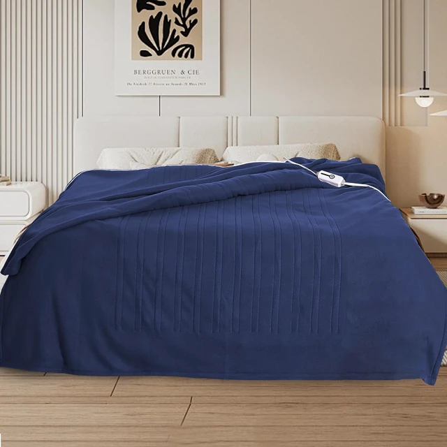 Alt view image 8 of 14 - Electric Heated Blanket Full Size 72"x84",Fast Heating Throw, Soft Fleece for Bed & Sofa, 10 Hours Auto Off & 4 Heating Levels, Machine Washable, Gifts for Womens & Family-Dark Blue