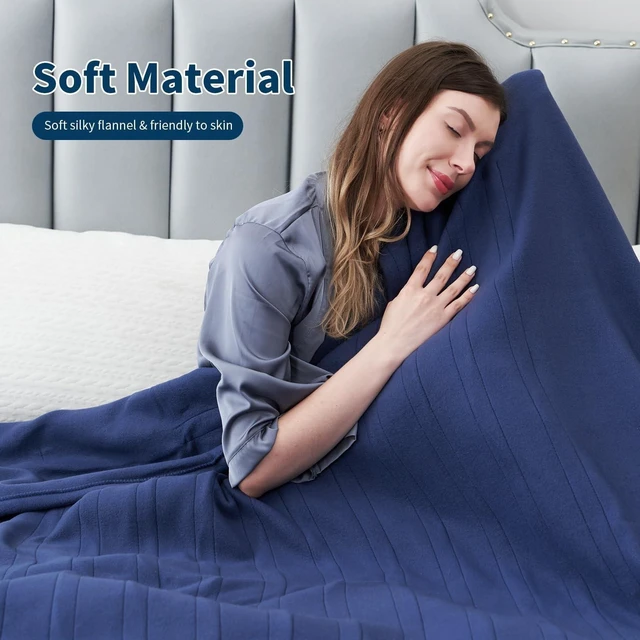 Alt view image 12 of 14 - Electric Heated Blanket Full Size 72"x84",Fast Heating Throw, Soft Fleece for Bed & Sofa, 10 Hours Auto Off & 4 Heating Levels, Machine Washable, Gifts for Womens & Family-Dark Blue