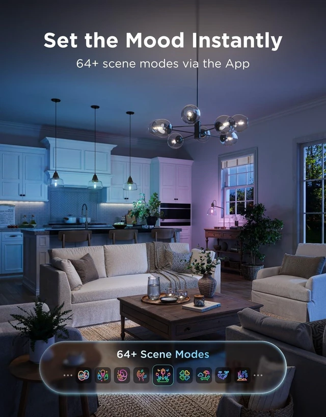 Alt view image 12 of 14 - Edison Bulbs, ST19(58), Smart Vintage Light Bulbs RGBWW with E26 Base | RGB Color Changing and Tunable White, Compatible with Matter, Alexa & Google Assistant, LED Filament Bulb for Living Room
