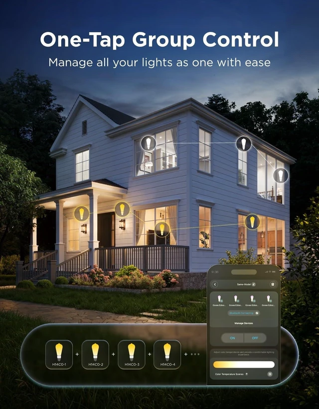Alt view image 14 of 14 - Edison Bulbs, ST19(58), Smart Vintage Light Bulbs RGBWW with E26 Base | RGB Color Changing and Tunable White, Compatible with Matter, Alexa & Google Assistant, LED Filament Bulb for Living Room