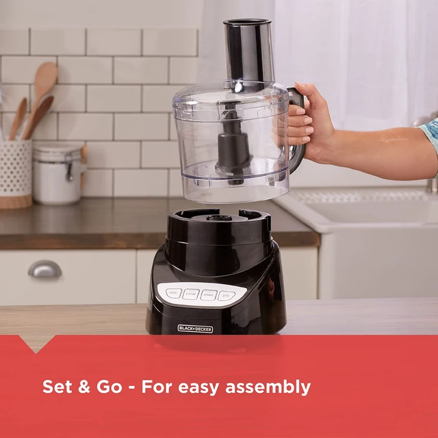 Alt view image 12 of 14 - 8-Cup Food Processor, Easy Assembly, Stainless Steel S-Blade, Shred, Slice, Chop, Puree, 450W Motor
