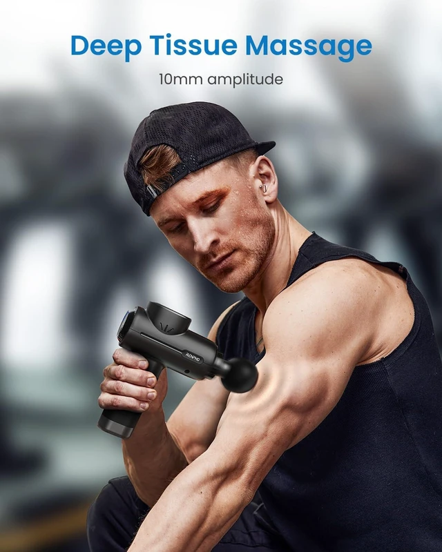 Alt view image 10 of 14 - Active+ Massage Gun, App-Controlled Guided Courses, Bluetooth | Handheld Percussion Massager, Deep Tissue Muscle Relaxation, 5 Speeds, 5 Heads, Carry Case, for Athletes, Gym and Travel