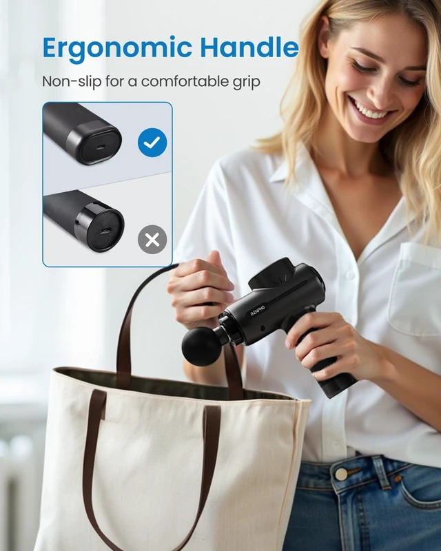 Alt view image 14 of 14 - Active+ Massage Gun, App-Controlled Guided Courses, Bluetooth | Handheld Percussion Massager, Deep Tissue Muscle Relaxation, 5 Speeds, 5 Heads, Carry Case, for Athletes, Gym and Travel
