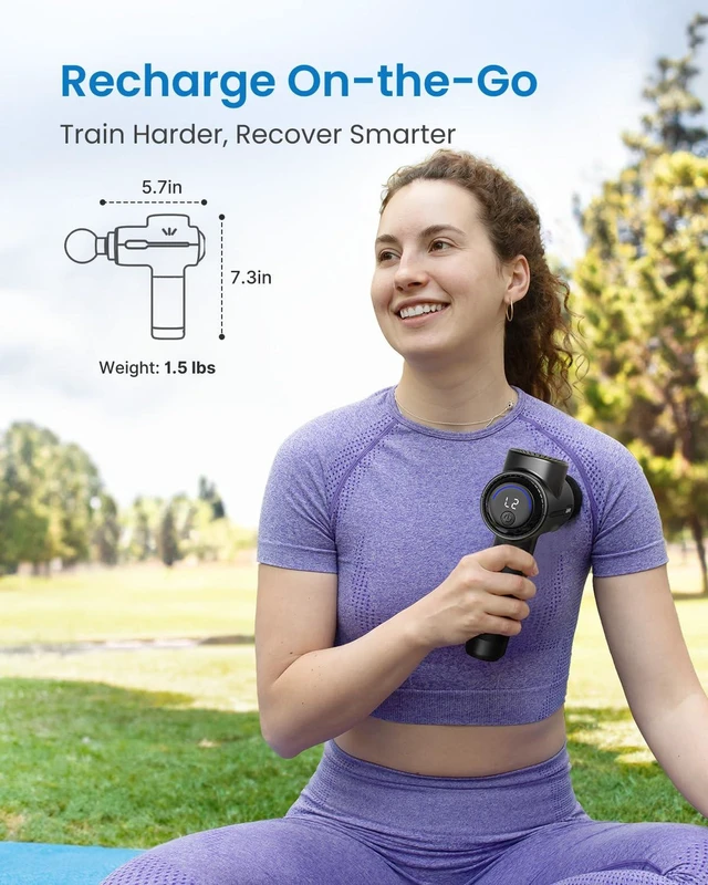 Alt view image 12 of 14 - Active+ Massage Gun, App-Controlled Guided Courses, Bluetooth | Handheld Percussion Massager, Deep Tissue Muscle Relaxation, 5 Speeds, 5 Heads, Carry Case, for Athletes, Gym and Travel