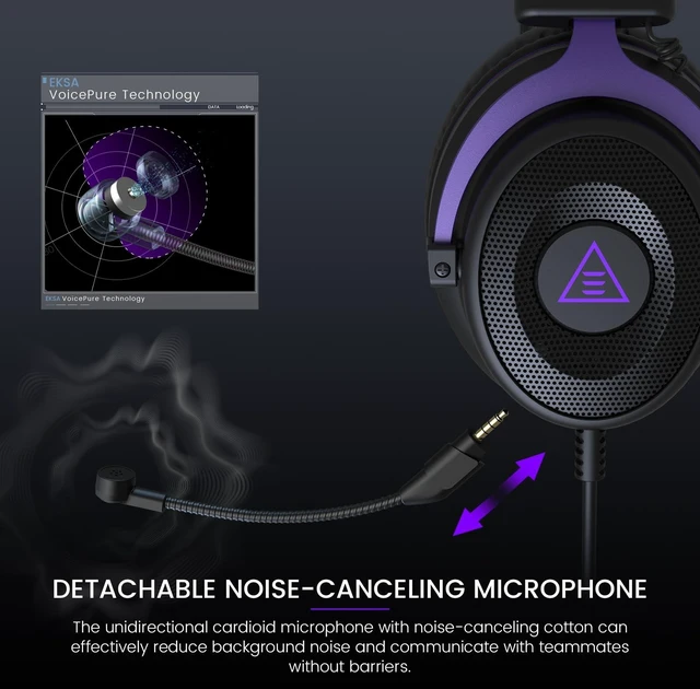 Alt view image 11 of 14 - E900 Gaming Headset with Mic for Xbox PC PS4 PS5 | Detachable Noise Canceling Mic, 3D Surround Sound, Wired Headphone for Gaming, Computer, Laptop, 3.5MM Jack
