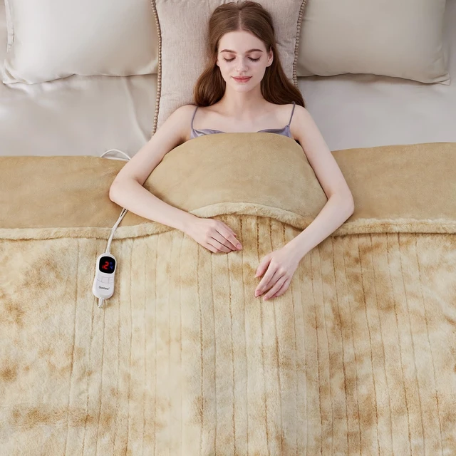 Alt view image 14 of 14 - Heated Blanket, Soft Faux Rabbit Fur Electric Throw, 84"×90" | Electric Blanket with 10 Heating Levels 5 Setting Timer Auto Off, Cozy Warm Heating Blankets, Machine Washable, Brown