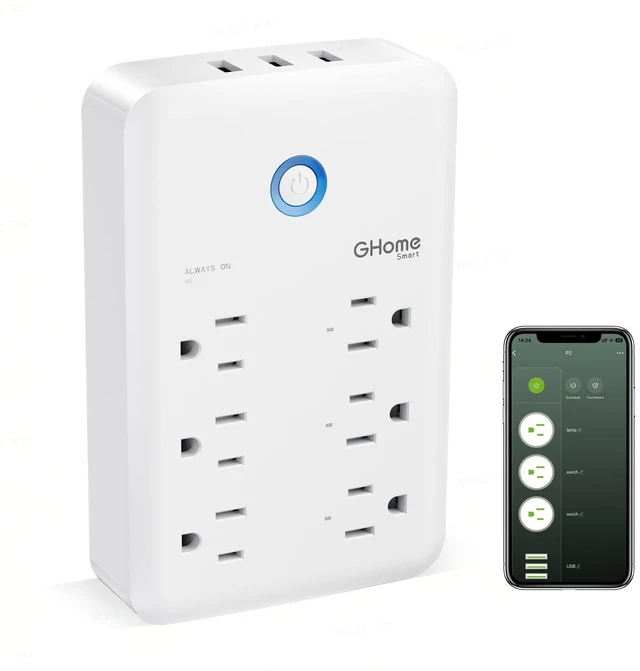 Alt view image 8 of 14 - Plug Outlet Extender, USB Wall Charger with 3 Individual Smart Outlets and 3 Smart USB Ports, Works with Alexa Google Home, WiFi Power Strip for APP Control,15A/1800W