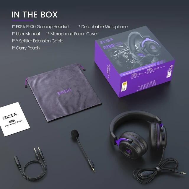 Alt view image 14 of 14 - E900 Gaming Headset with Mic for Xbox PC PS4 PS5 | Detachable Noise Canceling Mic, 3D Surround Sound, Wired Headphone for Gaming, Computer, Laptop, 3.5MM Jack