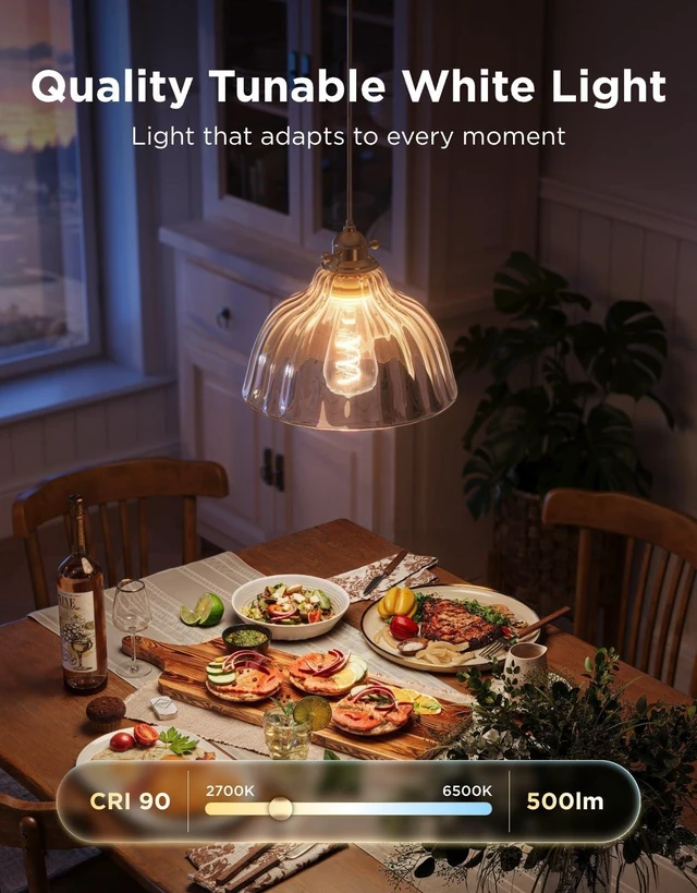 Alt view image 11 of 14 - Edison Bulbs, ST19(58), Smart Vintage Light Bulbs RGBWW with E26 Base | RGB Color Changing and Tunable White, Compatible with Matter, Alexa & Google Assistant, LED Filament Bulb for Living Room