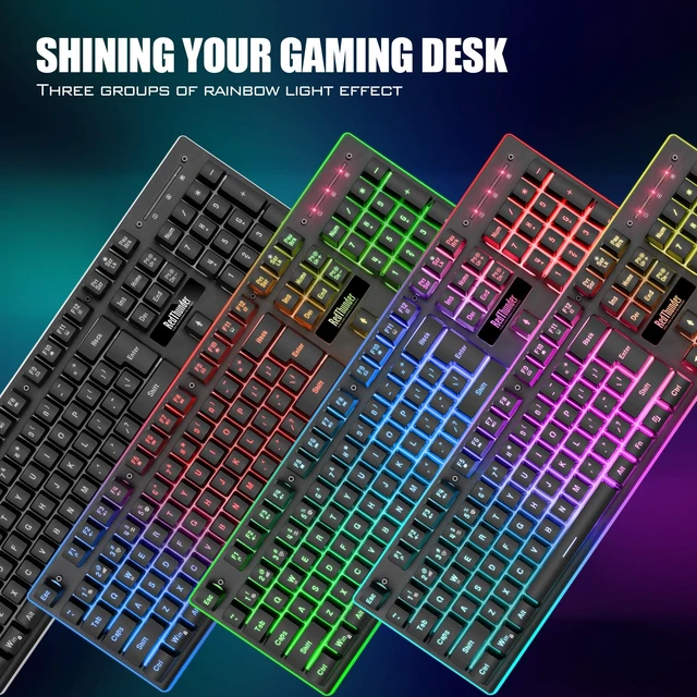 Alt view image 11 of 14 - K10 Wireless Gaming Keyboard and Mouse Combo, LED Backlit Rechargeable 3800mAh Battery, Mechanical Feel Anti-ghosting Keyboard + 7D 3200DPI Mice for PC Gamer (Black)