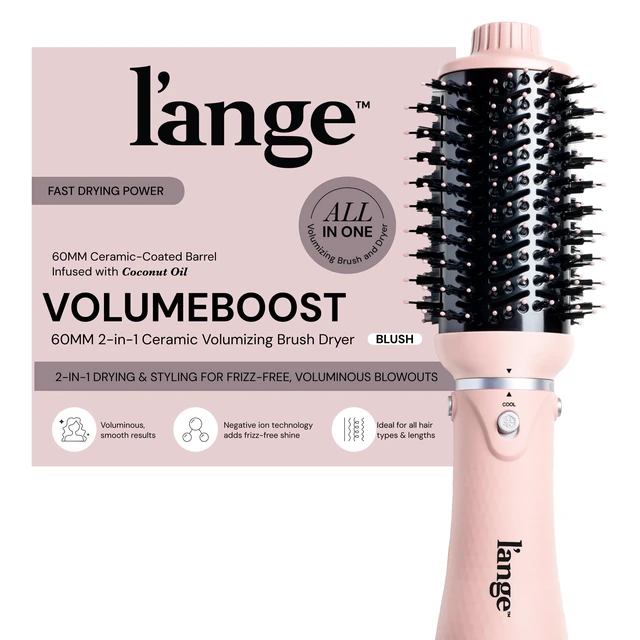 Alt view image 8 of 14 - VolumeBoost 60mm 2-in-1 Ceramic Volumizing Brush Dryer | Fast Drying & Styling for Frizz-Free, Voluminous Blowouts | Ceramic-Coated Barrel (Blush)