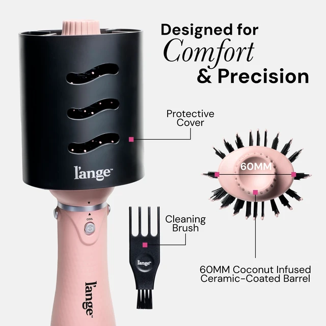Alt view image 13 of 14 - VolumeBoost 60mm 2-in-1 Ceramic Volumizing Brush Dryer | Fast Drying & Styling for Frizz-Free, Voluminous Blowouts | Ceramic-Coated Barrel (Blush)
