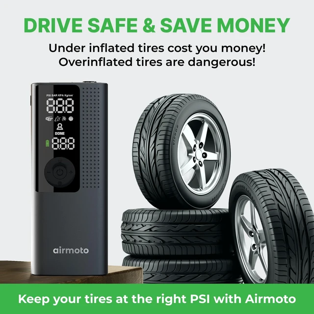 Alt view image 10 of 14 - Tire Inflator Portable Air Compressor for Cars, Bikes and Bicycles | Cordless Air Pump with Digital Pressure Gauge, Bright LED & Auto Shut-Off, Works on All Tires and Inflatables