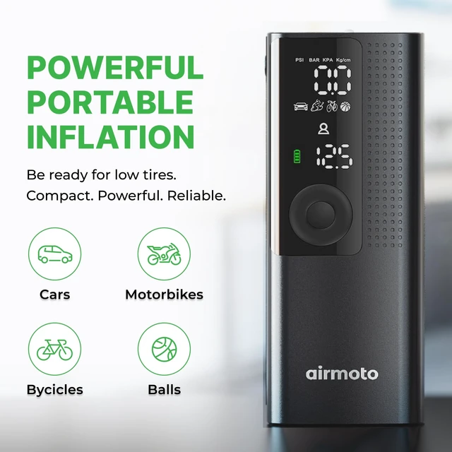 Alt view image 12 of 14 - Tire Inflator Portable Air Compressor for Cars, Bikes and Bicycles | Cordless Air Pump with Digital Pressure Gauge, Bright LED & Auto Shut-Off, Works on All Tires and Inflatables