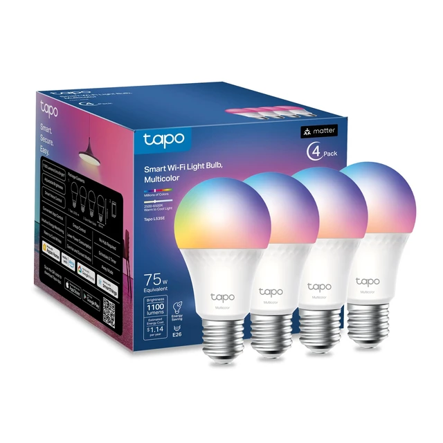 Alt view image 8 of 14 - Multicolor Dimmable Smart Light Bulbs, L535E(4-Pack), A19 E26, 1100LM | Matter-Certified, 16M Colors RGBW LED, High Brightness(75W Equivalent), CRI>90, Voice Control w/Siri, Alexa & Google Home