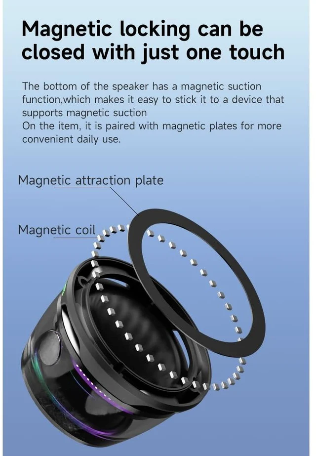 Alt view image 10 of 14 - 2 Pcs G200 Magnetic Bluetooth Speaker,Multifunctional Portable Mini Speaker with Multi RGB Color Light Show-3D Surround Sound Effect,Christmas Birthday Gifts