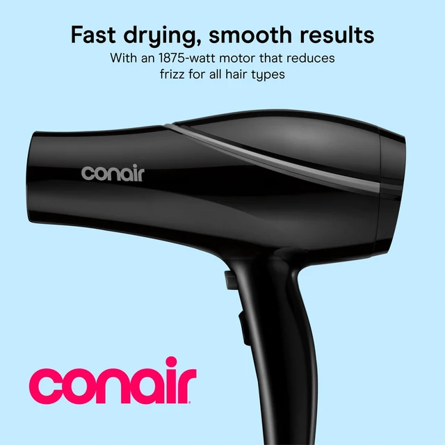 Alt view image 9 of 14 - Hair Dryer with Concentrator Attachment, Ceramic Technology, Black | 1875W blow dryer with 3 heat and 2 speed settings, 1.25-lb. design, and 5-foot cord for comfortable, custom styling