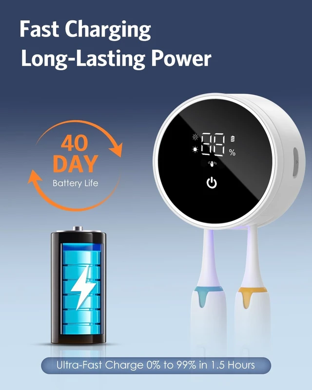 Alt view image 13 of 14 - Upgraded UV Toothbrush Sanitizer Holder with Infrared Sensor & Heat Drying, Temracha Wall-Mounted Toothbrush Holder for the Bathroom, LED Smart Display, Fits Toothbrushes & Razor, Portable for Travel