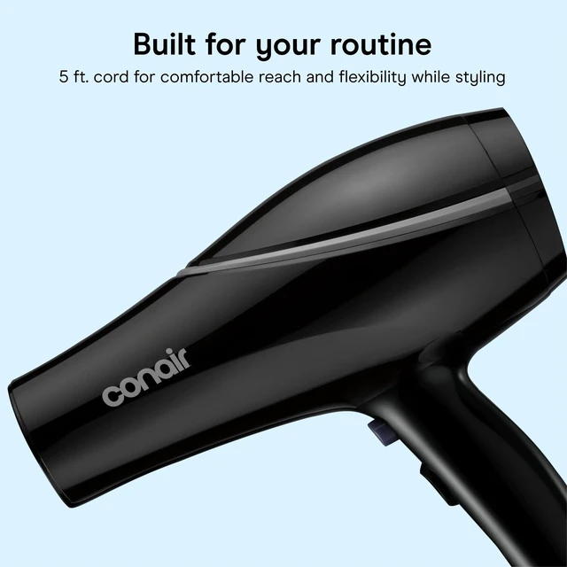 Alt view image 13 of 14 - Hair Dryer with Concentrator Attachment, Ceramic Technology, Black | 1875W blow dryer with 3 heat and 2 speed settings, 1.25-lb. design, and 5-foot cord for comfortable, custom styling