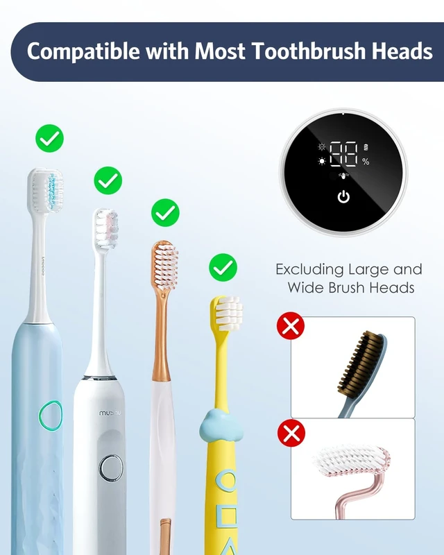 Alt view image 14 of 14 - Upgraded UV Toothbrush Sanitizer Holder with Infrared Sensor & Heat Drying, Temracha Wall-Mounted Toothbrush Holder for the Bathroom, LED Smart Display, Fits Toothbrushes & Razor, Portable for Travel
