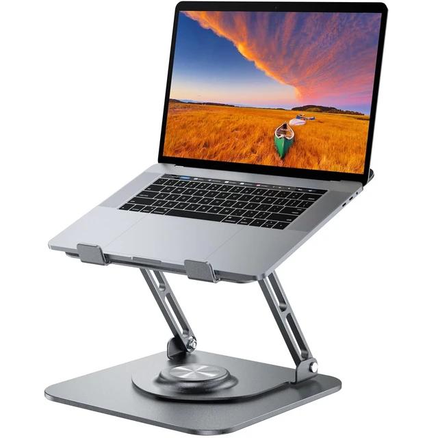 Alt view image 8 of 14 - Laptop Stand for desk(360°Rotating),Aluminum laptop Riser for 10-16"Laptops | Adjustable Multi-Angle Ergonomic Computer Stand, Foldable Portable for Home Office, Fits MacBook Air Pro Dell HP Laptops