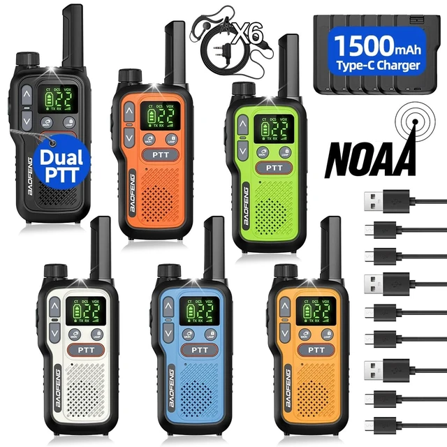 Alt view image 8 of 14 - Walkie Talkies 6 Pack Long Range for Adults, Rechargeable FRS Cruise Walkie Talkies with Earpiece, Portable NOAA Emergency 2 Way Radios with 1500mAh, Flashlight, USB-C Charger for Family Camping