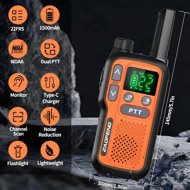 Alt view image 9 of 14 - Walkie Talkies Long Range for Adults,Rechargeable Walkie Talkies FRS NOAA Family Emergency Walky Talky,Portable 2 Way Radios with Earpiece 1500mAh VOX USB-C Charger for Camping Hiking Cruise,4Pack
