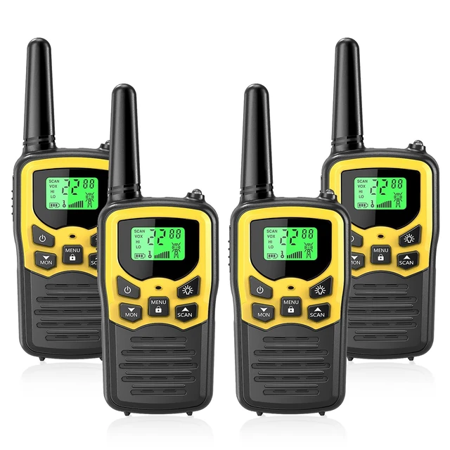Alt view image 7 of 12 - Walkie Talkies,Two-Way Radios for Adults with 22 FRS Channels Camping | Long Range, LED Flashlight, VOX, LCD Display, Scan Function, Family Outdoor Use, Hiking Trip, Yellow 4 Pack
