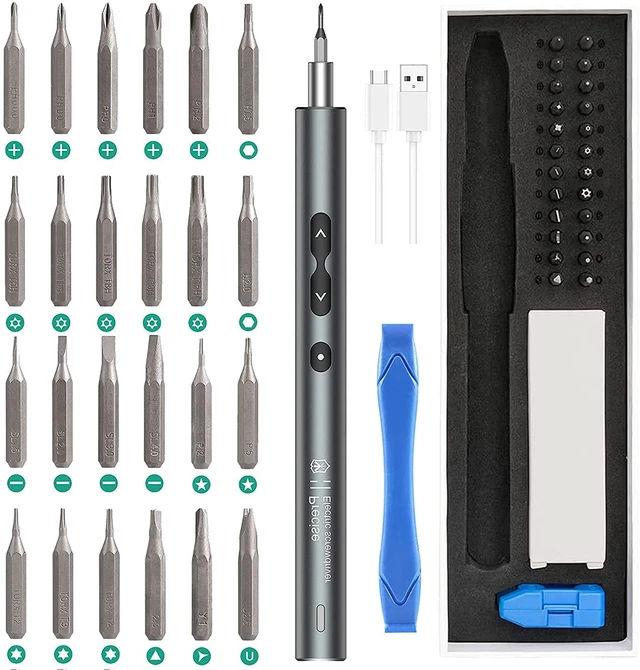 Alt view image 8 of 14 - Electric Screwdriver 28-in-1 Cordless Mini Power Precision Screwdriver Set with 24 Bits, Rechargeable Repair Tool Kit for Phones Watch Laptops