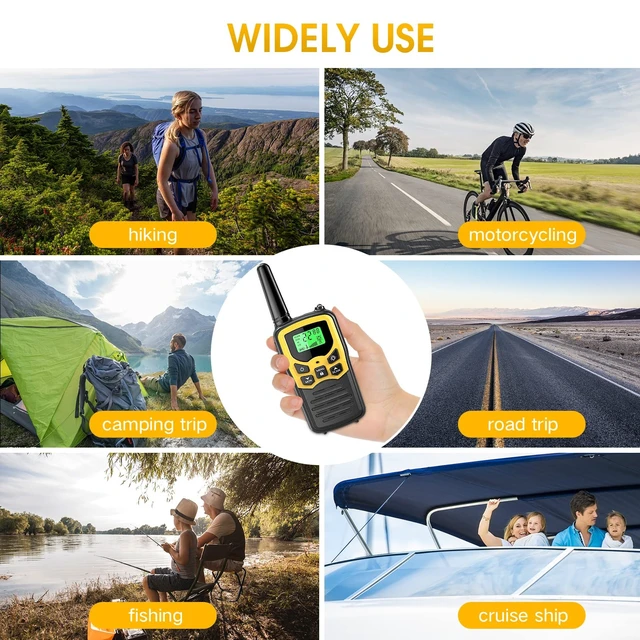 Alt view image 12 of 12 - Walkie Talkies,Two-Way Radios for Adults with 22 FRS Channels Camping | Long Range, LED Flashlight, VOX, LCD Display, Scan Function, Family Outdoor Use, Hiking Trip, Yellow 4 Pack